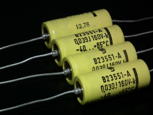 Four 4 NOS vintage Siemens MKL Capacitors 39nF 160V Klangfilm West Germany 70s