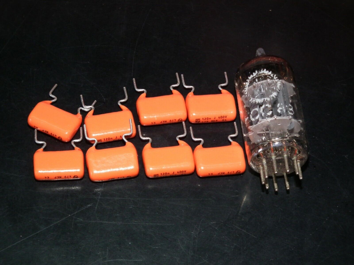 Four (4psc) vintage NOS MKP capacitors 120nF 400V Philips Polypropylene Film 479
