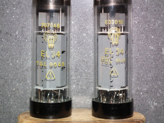 EL34 RFT RARE Short Base Platinum Matched Pair NOS NIB Germany early 60s