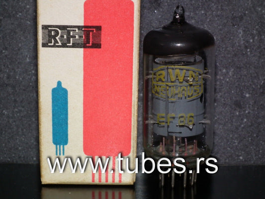 EF86 RFT 6267 Germany NOS big ring getter, Germany 1967