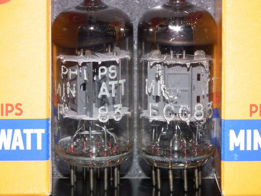 ECC83 Philips Miniwatt 12AX7 Matched Pair USED tested Stronger than NOS 125%