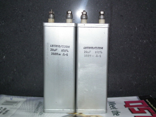 Two vintage Siemens PIO capacitors 20 uF / 350V Klangfilm tube audio