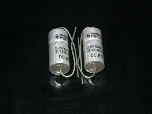 Two NOS vintage Siemens MKL Capacitors 2.2 mfd 100V  Klangfilm West Germany 1980