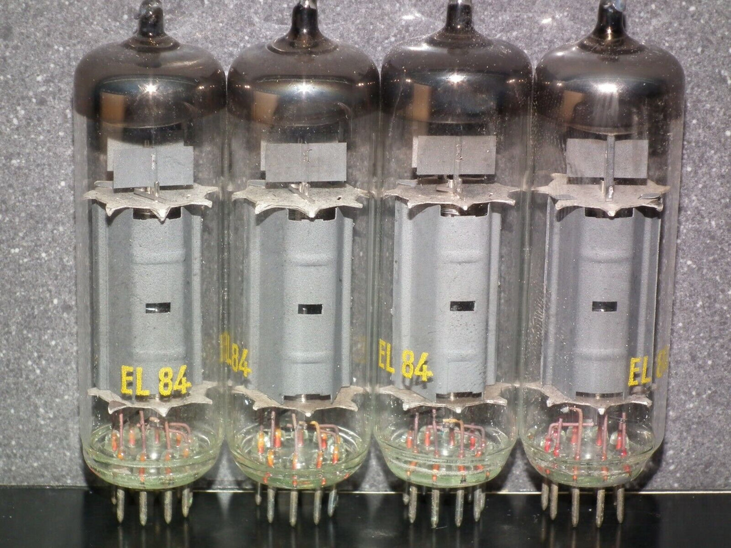 EL84 6BQ5 RFT Germany - NOS platinum matched quad - early 60s RARE WELDED PLATES