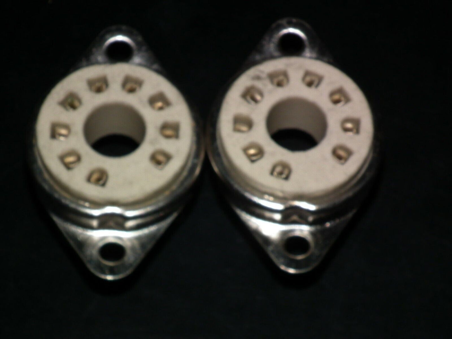 TWO VINTAGE NOS MAGNOVAL Vacuum Tube CERAMIC Sockets Valve Base PL519 EL509