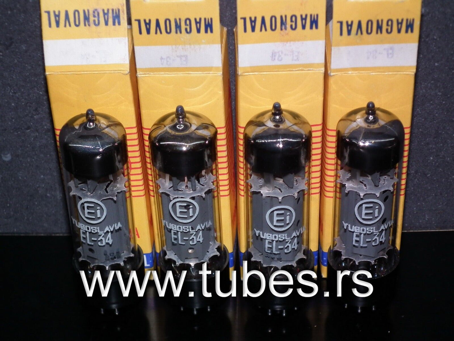 EL34 6CA7 EI Yugoslavia NOS NIB Platinum Matched Quad Philips dual OO getter