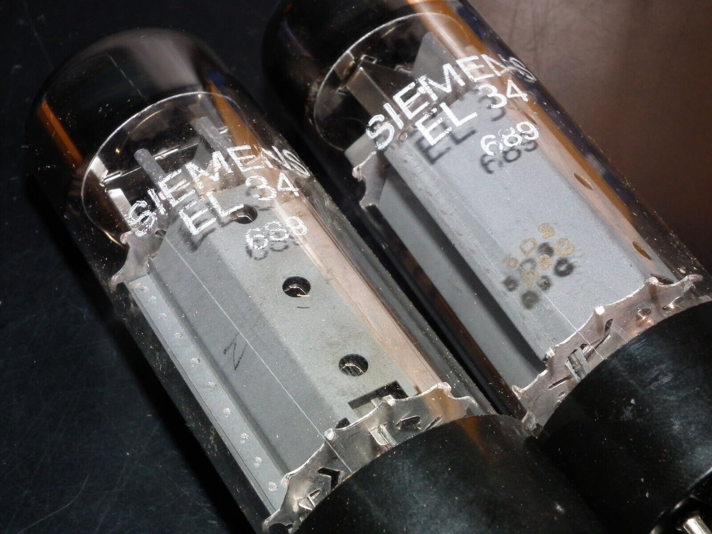 EL34 Siemens 6CA7 NOS NIB Platinum Matched pair WELDED PLATES OO getter EI Nis