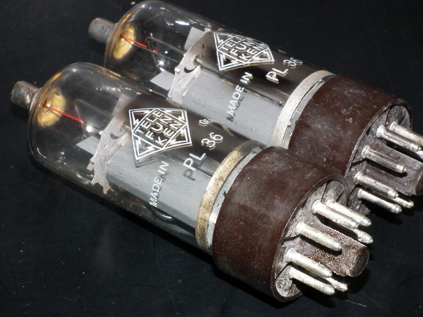 Two (2 pcs) PL36 Telefunken NOS NIB RARE Early Version Brown Base