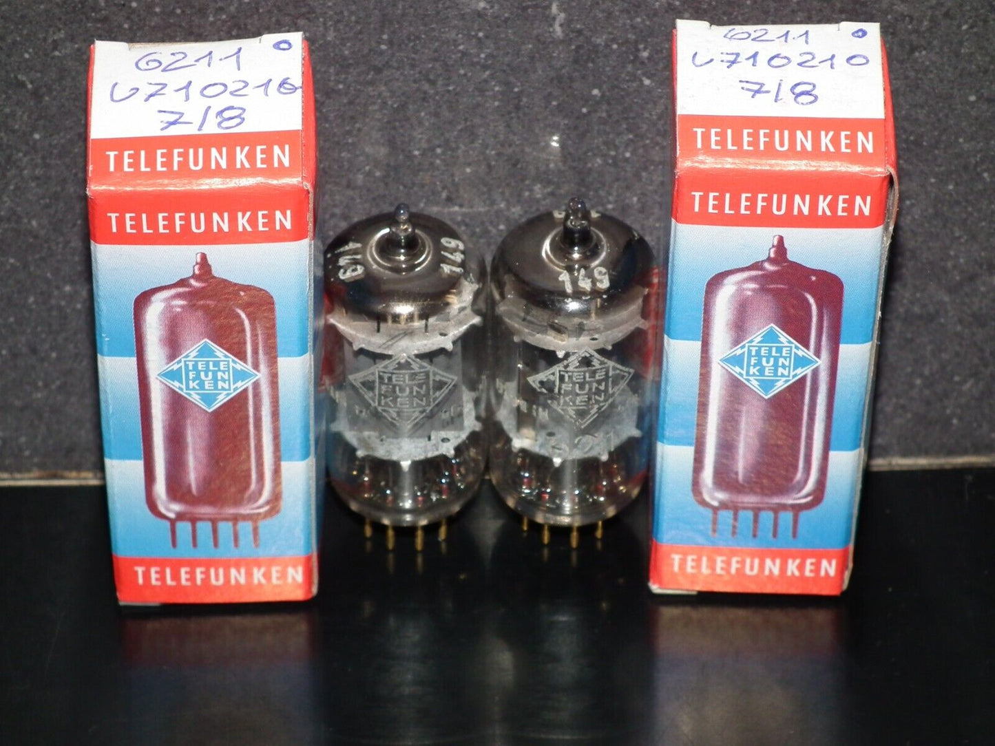 Platinum Matched Pair 6211 Telefunken ~ECC82 Tested 80% DB Gold Pins ULM codes