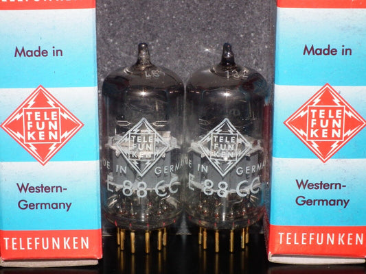 Platinum matched pair E88CC Telefunken 6922 Diamond Bttm Ulm Balanced Tested NOS