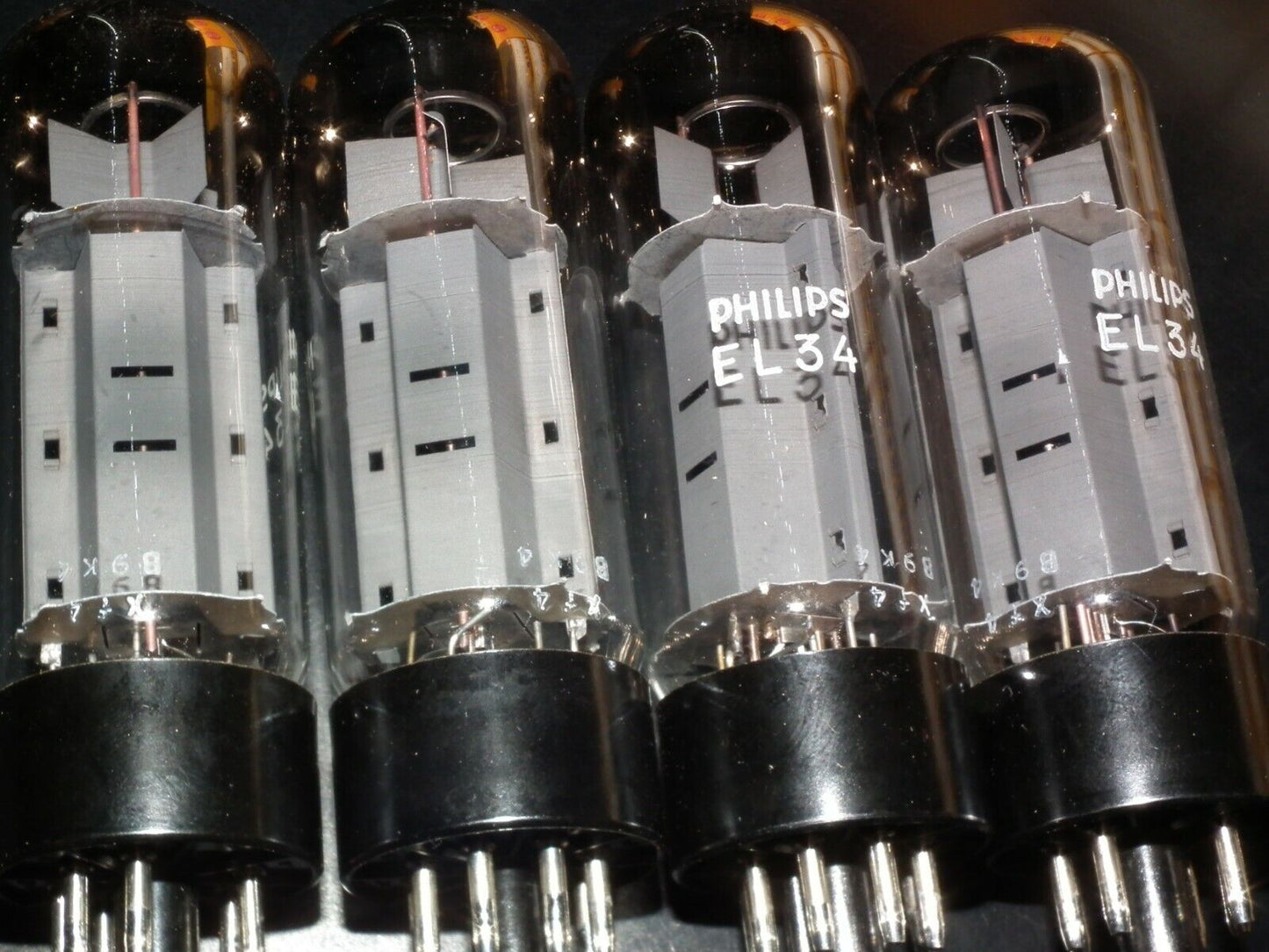 EL34 Mullard Platinum Matched Quad NOS NIB Blackburn Xf4 1979, rebranded Philips