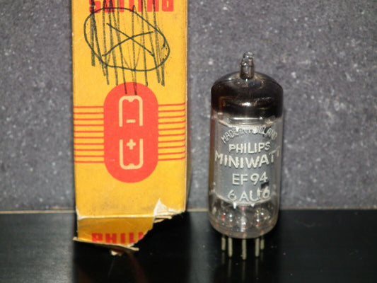 NOS NIB EF94 6AU6 Philips Holland RARE Square Getter 50s Microphone Pentode