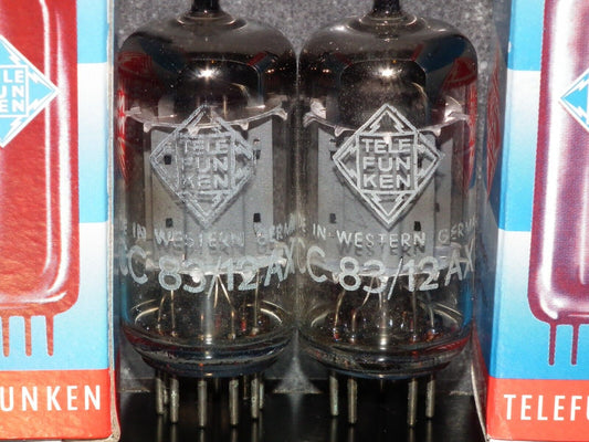 Matched Pair 12AX7 Telefunken ECC83 Tested 85/100% Smooth Anodes DB Berlin Codes