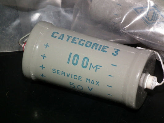 One vintage electrolytic capacitor 100u 50V 100mfd MICRO France 60s