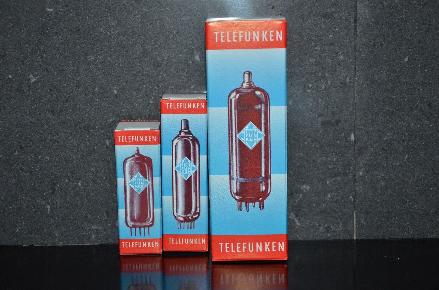 16 pcs TELEFUNKEN Tube Boxes THREE SIZES (Noval / Octal ) ECC83 EL84 EL34 GZ34