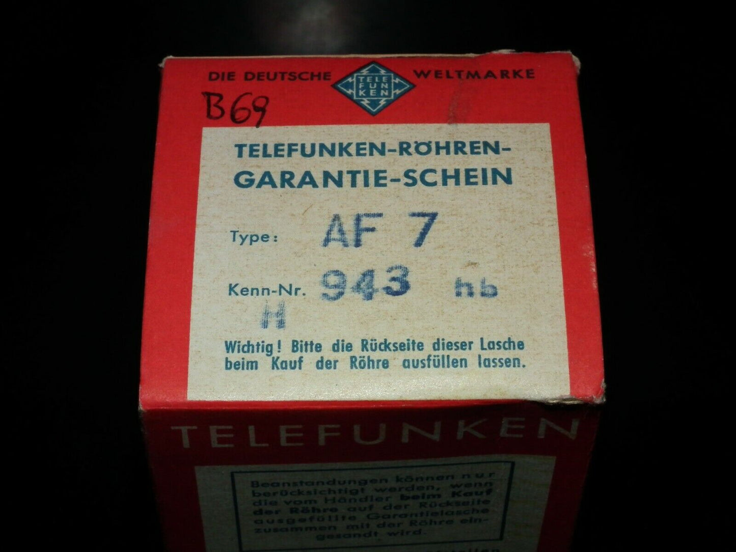 Telefunken AF7 NOS NIB Sealed Box