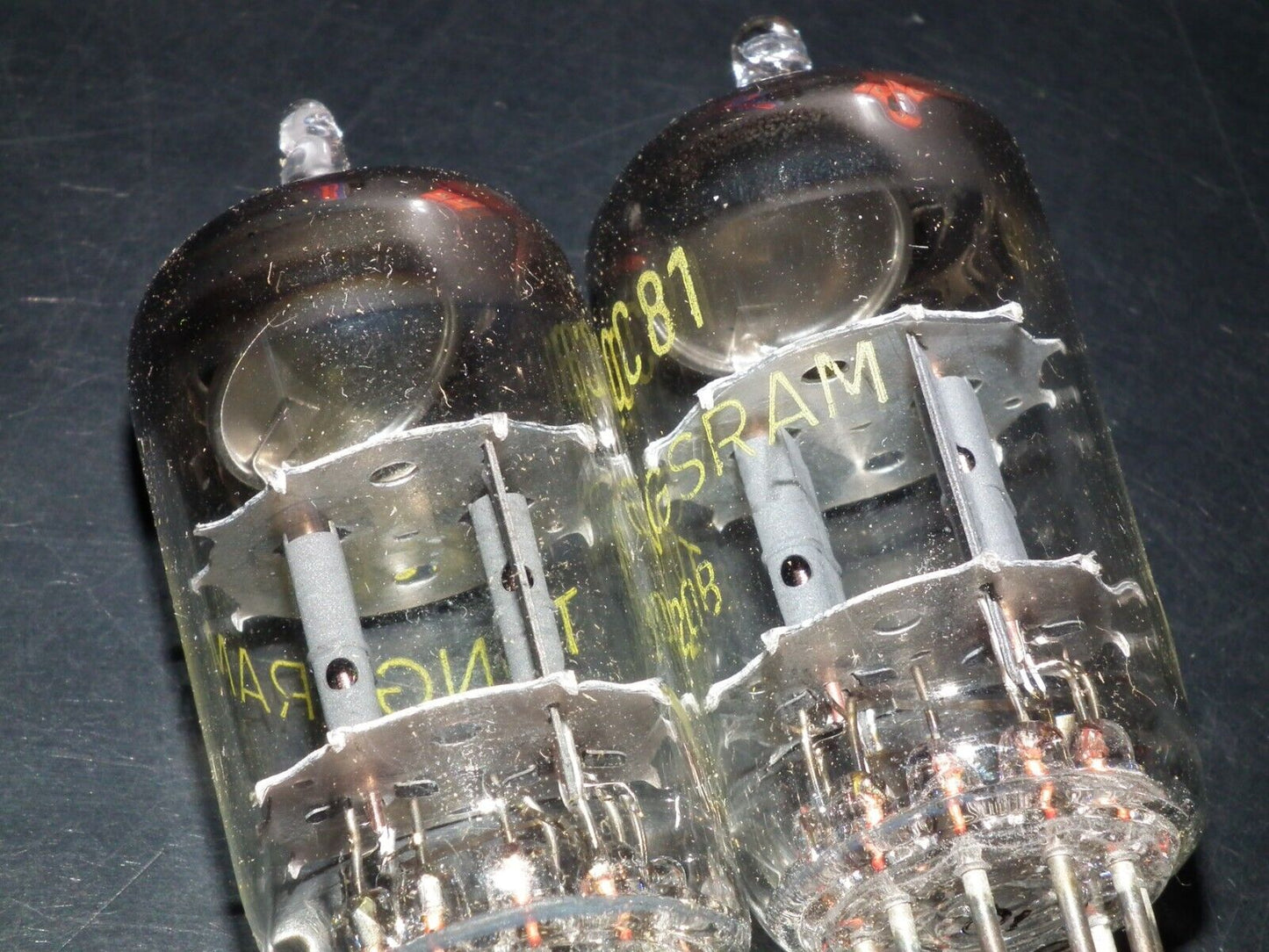 Platinum matched pair ECC81 Tungsram 12AT7 NOS NIB RARE Foil Disc Getter mid 50s