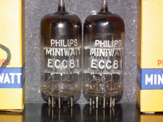 Philips ECC81 12AT7 matched pair (Made in 1960) NOS NIB RARE CROSSFOIL D GETTER!