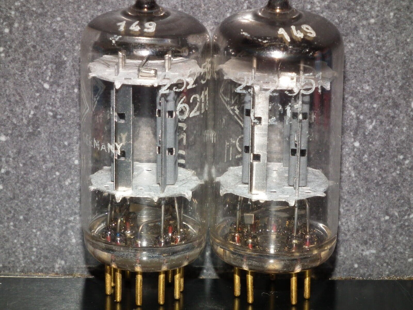 Platinum Matched Pair 6211 Telefunken ~ECC82 Tested 80% DB Gold Pins ULM codes