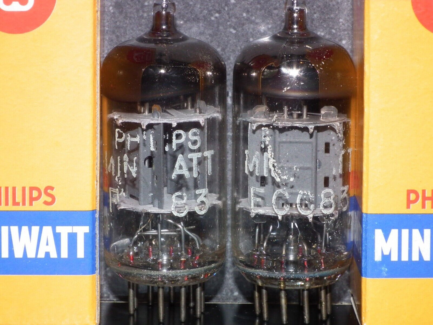 ECC83 Philips Miniwatt 12AX7 Matched Pair USED tested Stronger than NOS 125%