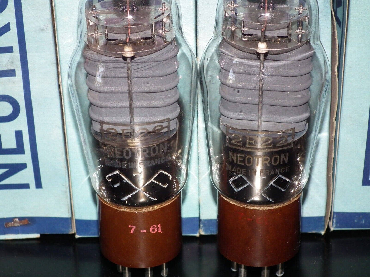 Platinum Matched Pair 2E22 Neotron NOS NIB Made in France Directly Heated Pentod