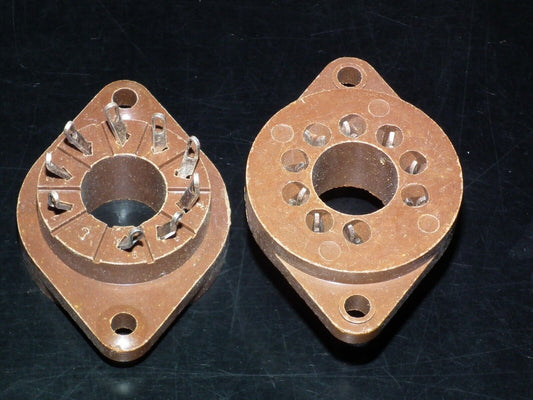 TWO VINTAGE NOS MAGNOVAL Vacuum Tube BAKELITE Sockets Valve Base PL519 EL509