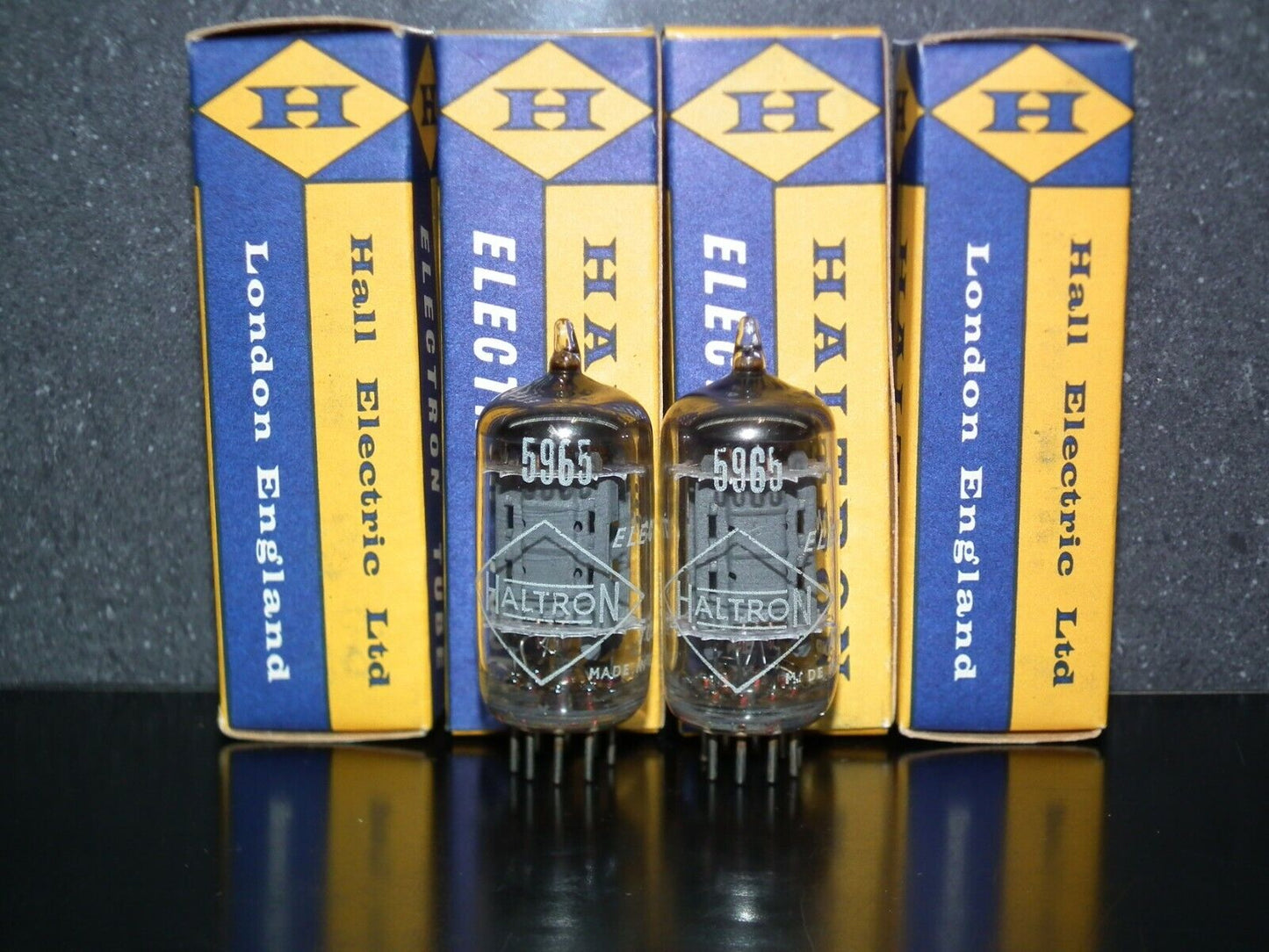 5965 Haltron E180CC 7062 NOS NIB Platinum matched pair, early 60s made in UK
