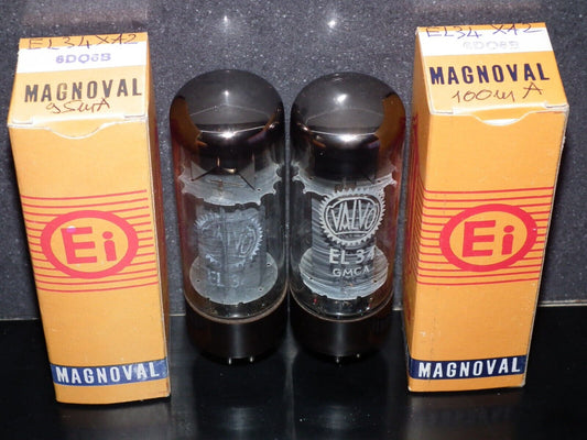 EL34 6CA7 Mullard Xf2 OO  Getter Welded Anodes Platinum Matched Pair Tested NOS