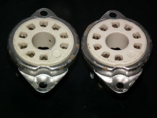 TWO VINTAGE NOS MAGNOVAL Vacuum Tube Ceramic Sockets Valve Base PL519 EL509