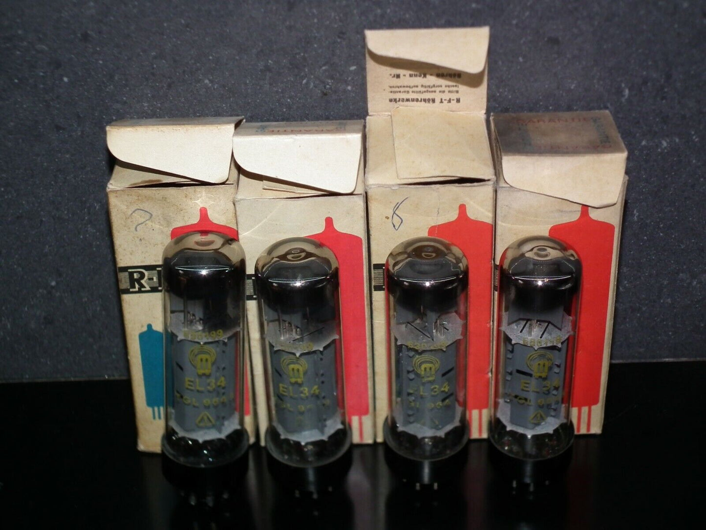 EL34 RFT RARE Short Base Platinum Matched QUAD NOS NIB Germany early 60s 199
