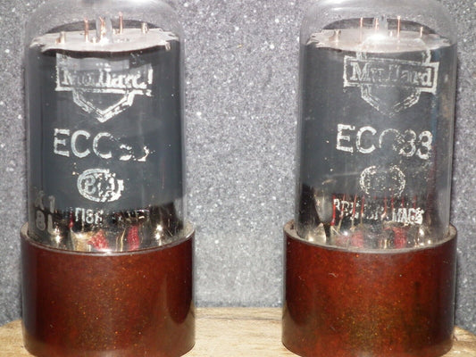Platinum Matched Pair ECC33 Mullard 6SN7 CV2821 100% Brown Base Great Britain