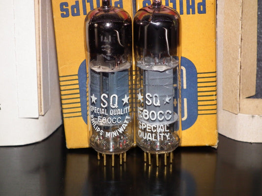 Philips E80CC 6085 Matched pair (Rare FOIL D Getter, PINCHED WAIST!) NOS NIB