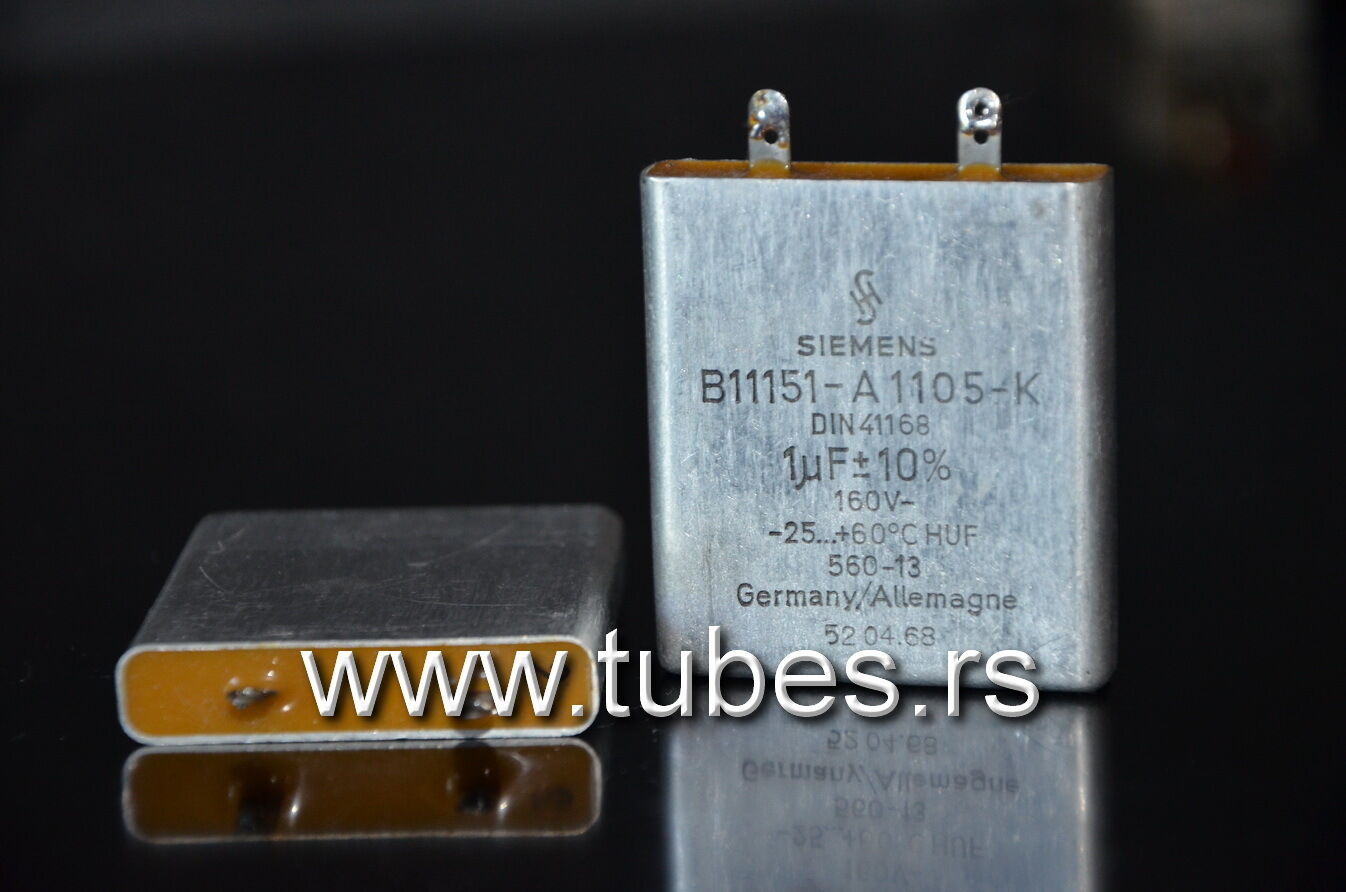 Two vintage Siemens PIO capacitors 1 uF / 160V Klangfilm