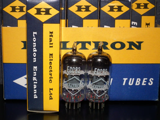 Platinum Matched Pair ECC82 Haltron London 12AU7 NOS NIB Balanced sections