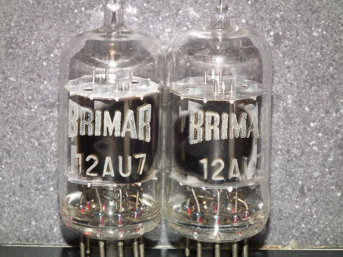 Matched Pair BRIMAR 12AU7 ECC82 Long Anodes Side Getters Used 80%