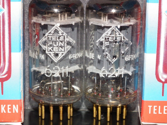 Platinum Matched Pair 6211 Telefunken ~ECC82 Tested NOS DB Gold Pins ULM ECC802S