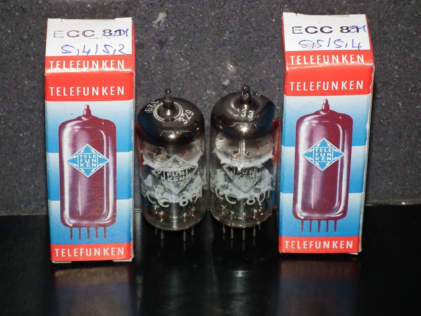 ECC801S Telefunken ECC81 Matched pair Used Tested 100% Ulm plant, Diamond bottom