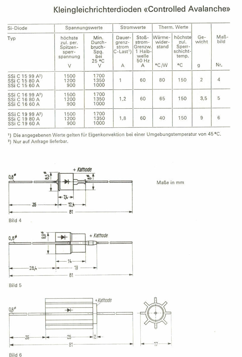Four (4 pcs) Siemens C1980A Diode Controlled avalanche rectifier NOS 1.2KV 1.8A