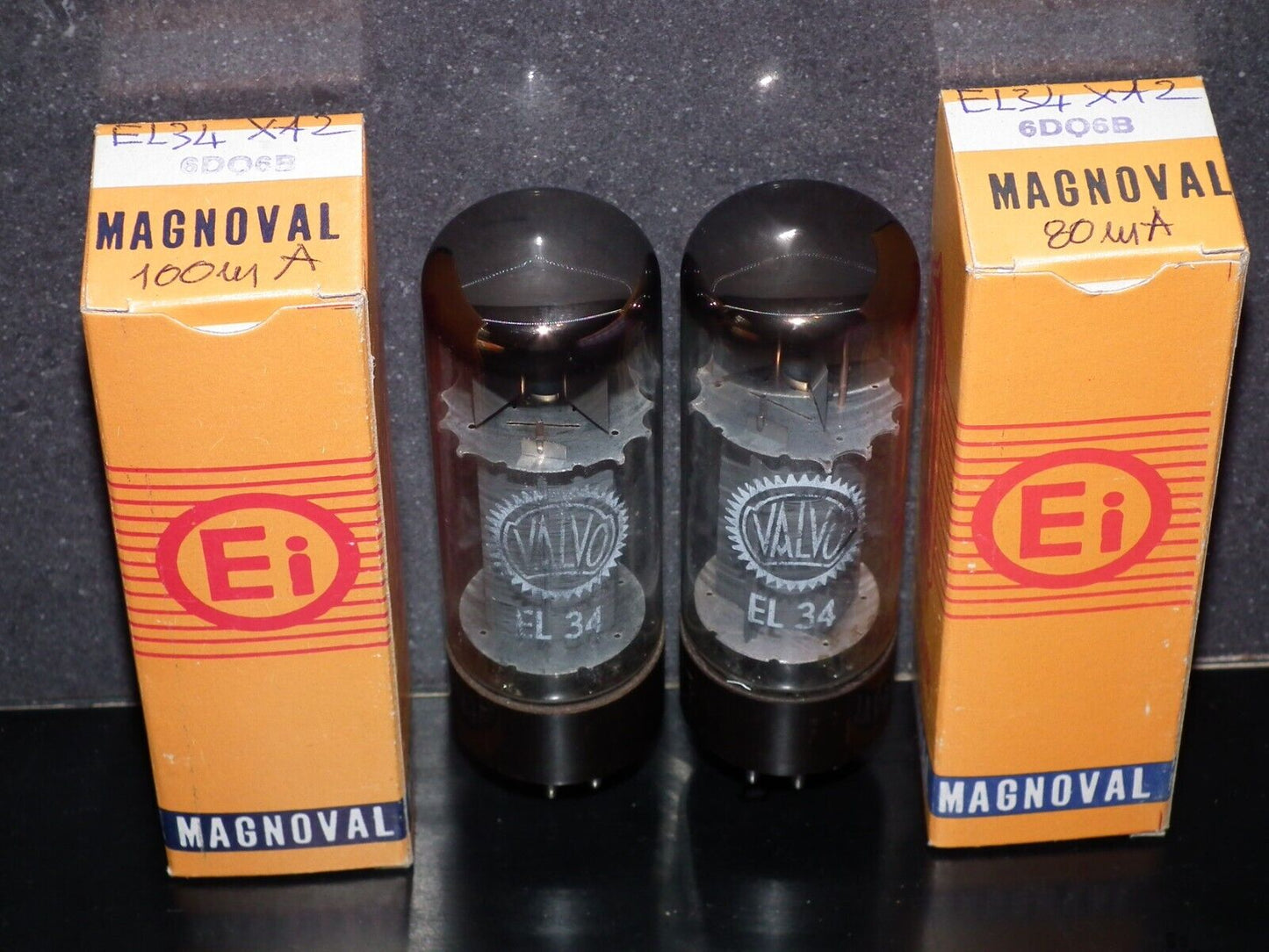 EL34 6CA7 Mullard Xf2 OO  Getter Welded Anodes Platinum Matched Pair 80/100%