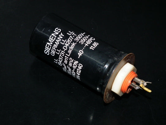One used vintage Siemens capacitor 100u + 100u 350V Klangfilm tested W Germany