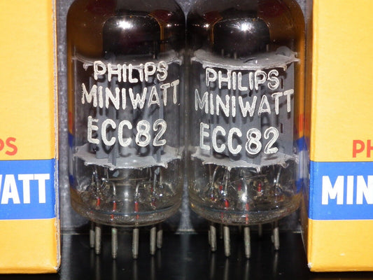 Matched Pair 12AU7 Philips ECC82 Long Anodes 17mm CrossFoil D Getter k63 1957 MP