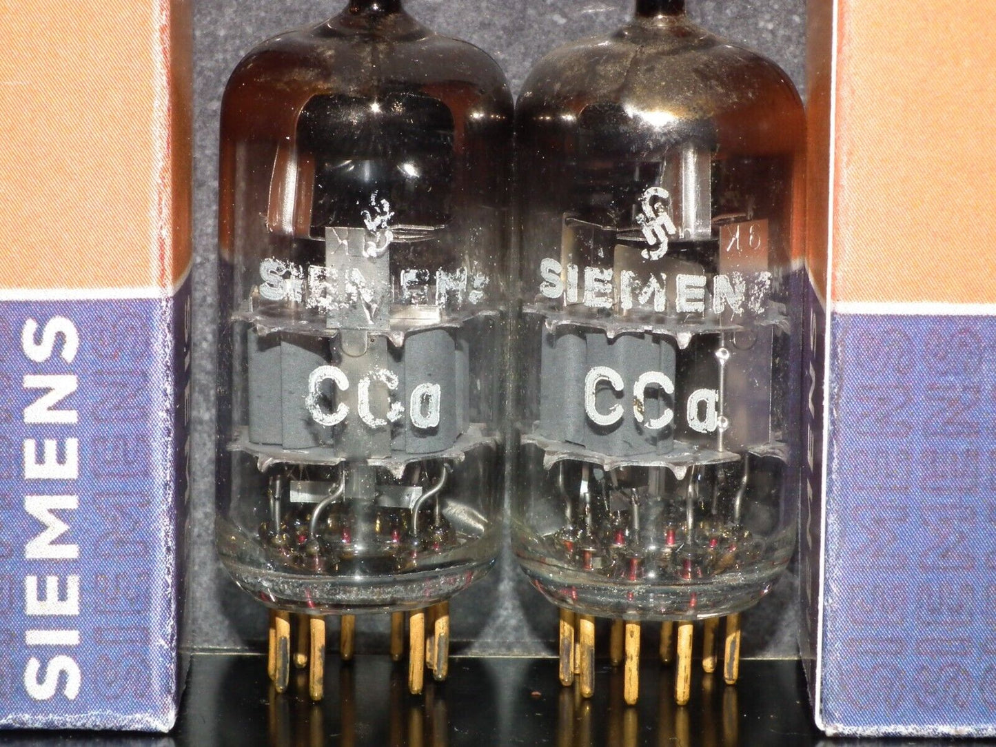 Platinum Matched Pair CCa Siemens E88CC ECC88 Dual Stage Getter Used Tested NOS