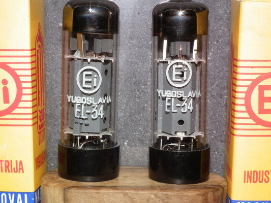 EL34 6CA7 EI Yugoslavia NOS NIB Platinum Matched pair RARE WELDED PLATES OO gett