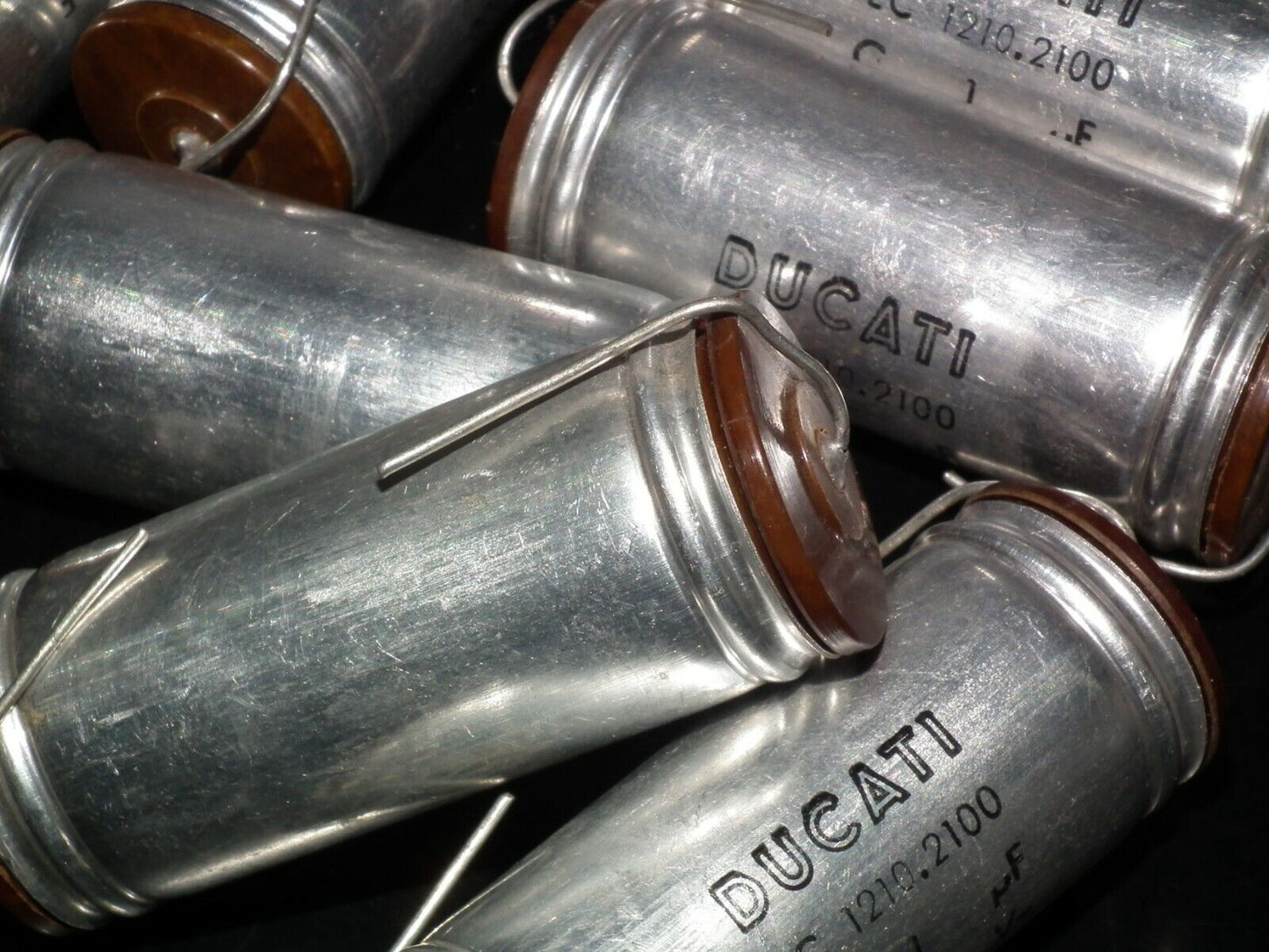 Two NOS vintage PIO capacitors 1 uF / 500V Ducati Italy Paper In Oil