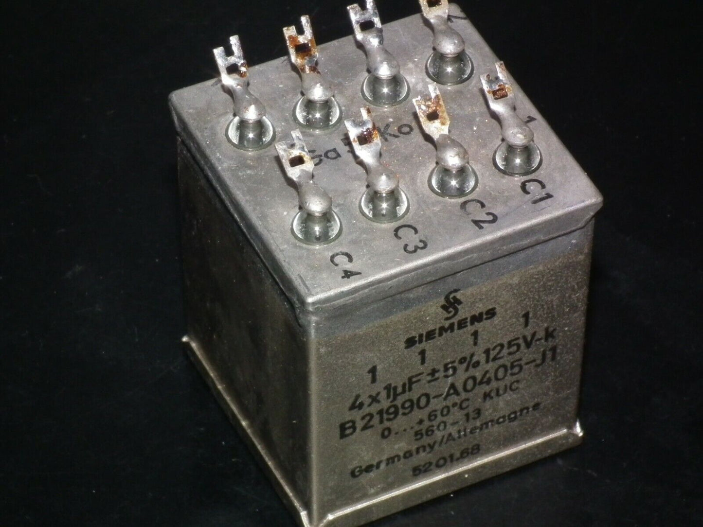 Vintage Siemens PIO capacitor 4x1.0 uF / 125V Klangfilm tube audio 4x1mfd 125V
