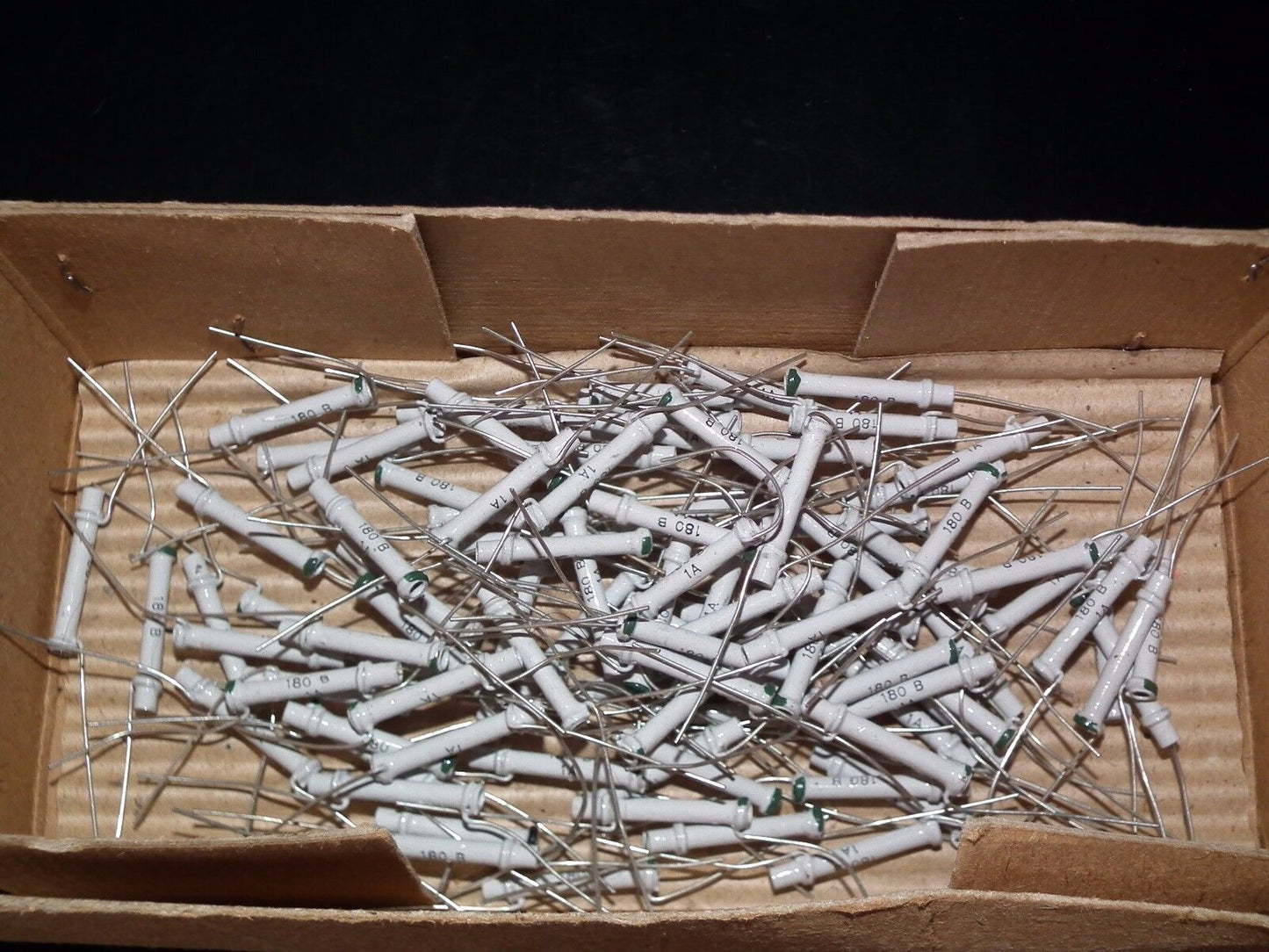 180pF 500V NOS Philips Tubular Ceramic Dogbone Capacitor - 0.00018uF 500V