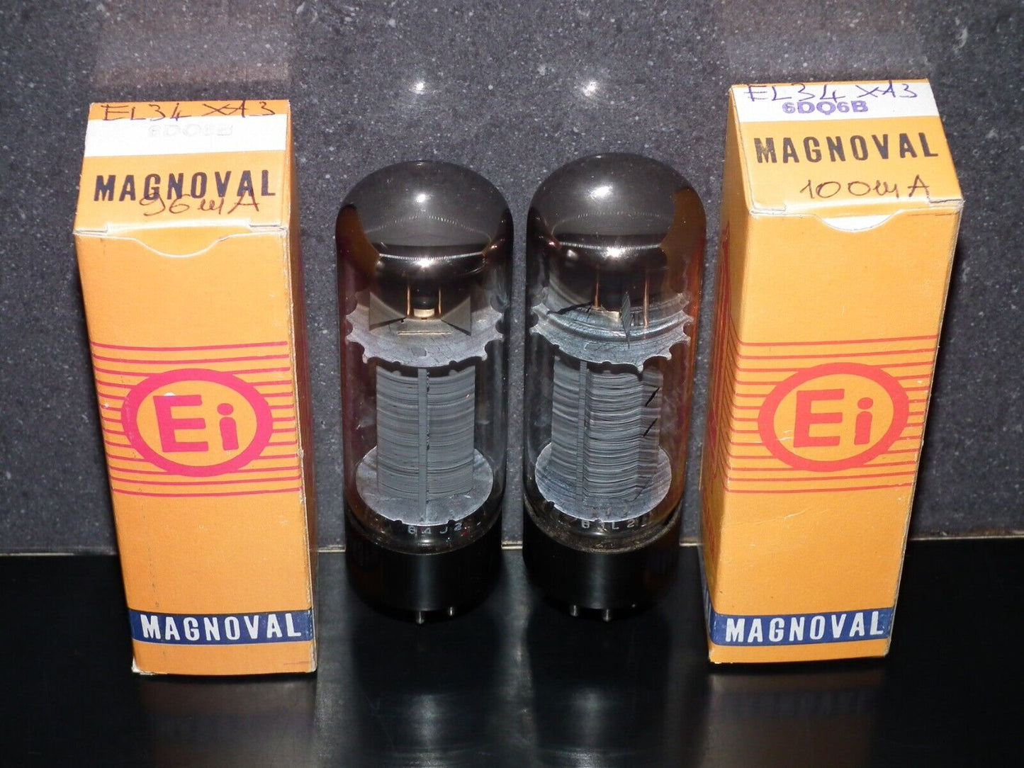 EL34 6CA7 Mullard Xf3 O Getter Blackburn 73/74 Platinum Matched Pair Tested NOS