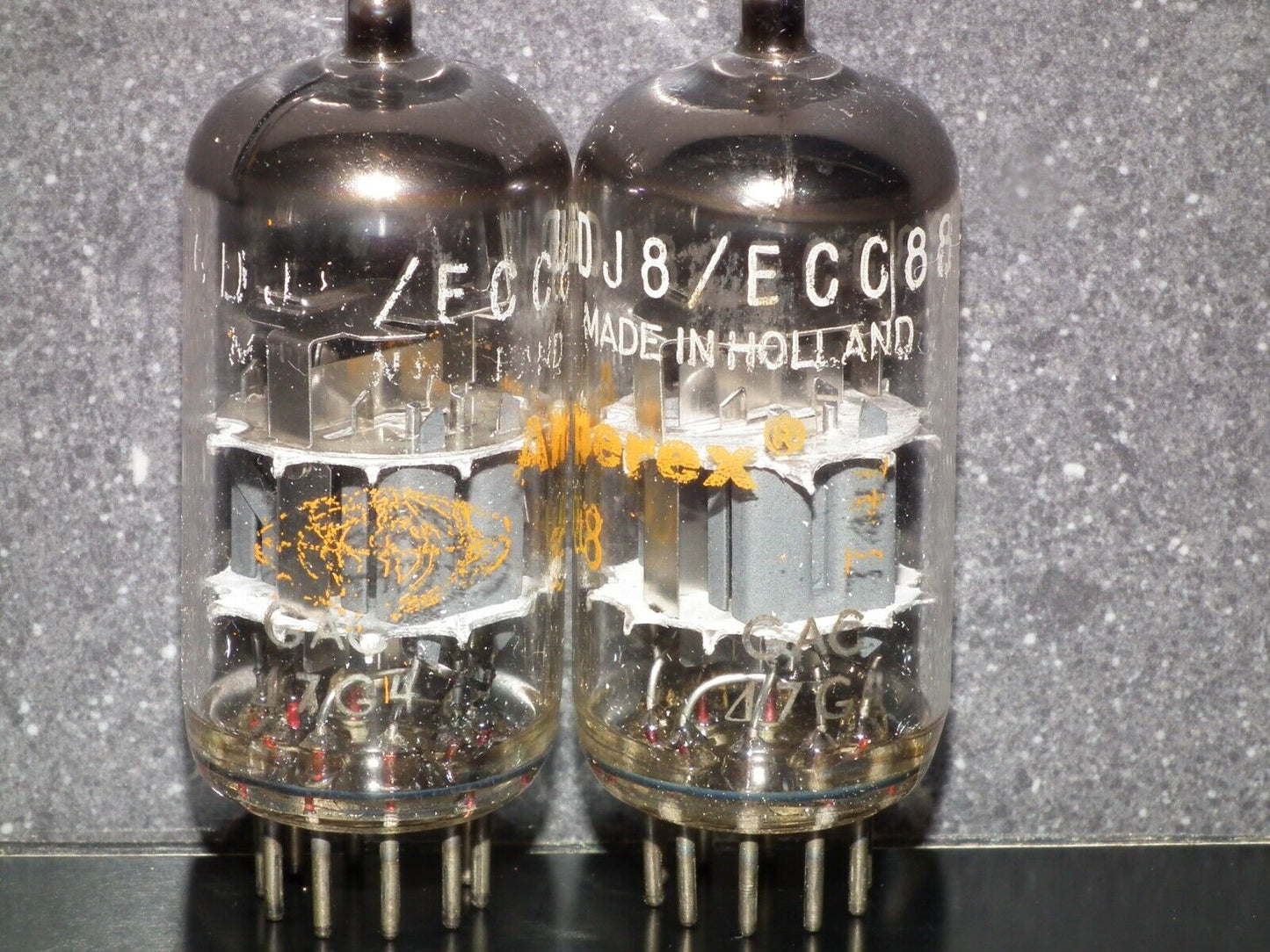6DJ8 ECC88 Amperex Holland Matched Pair Used Tested 80% 1967 Dual Stage Getter