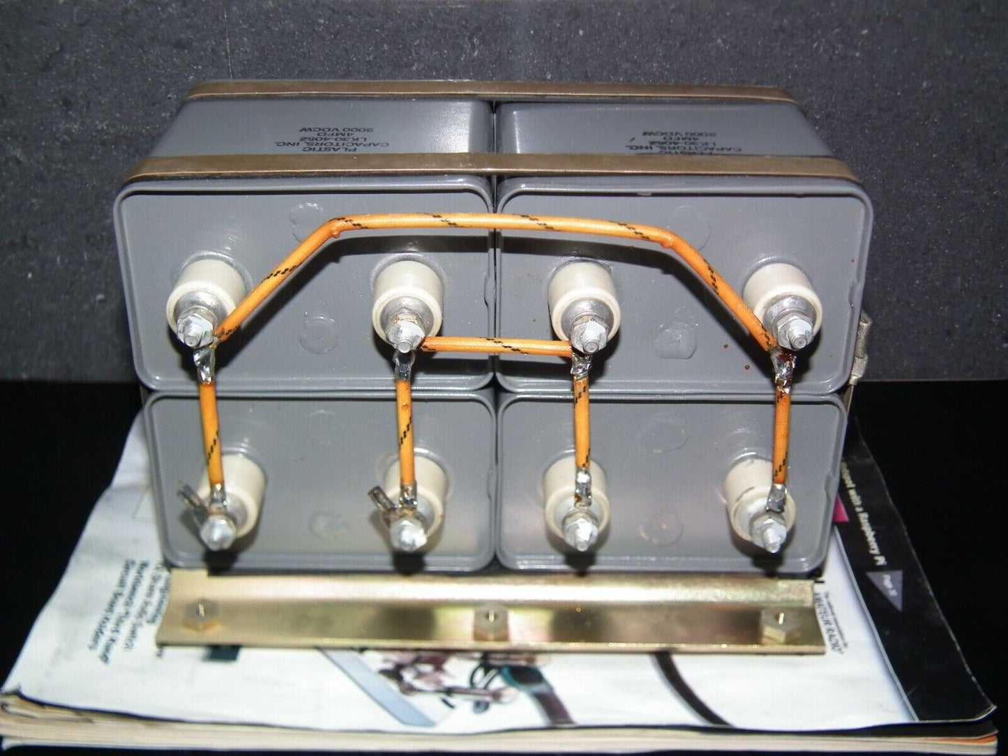 Plastic INC PIO Capacitor module 16 mfd 3000V NOS 4 x 4u 3KV 16u 3000V