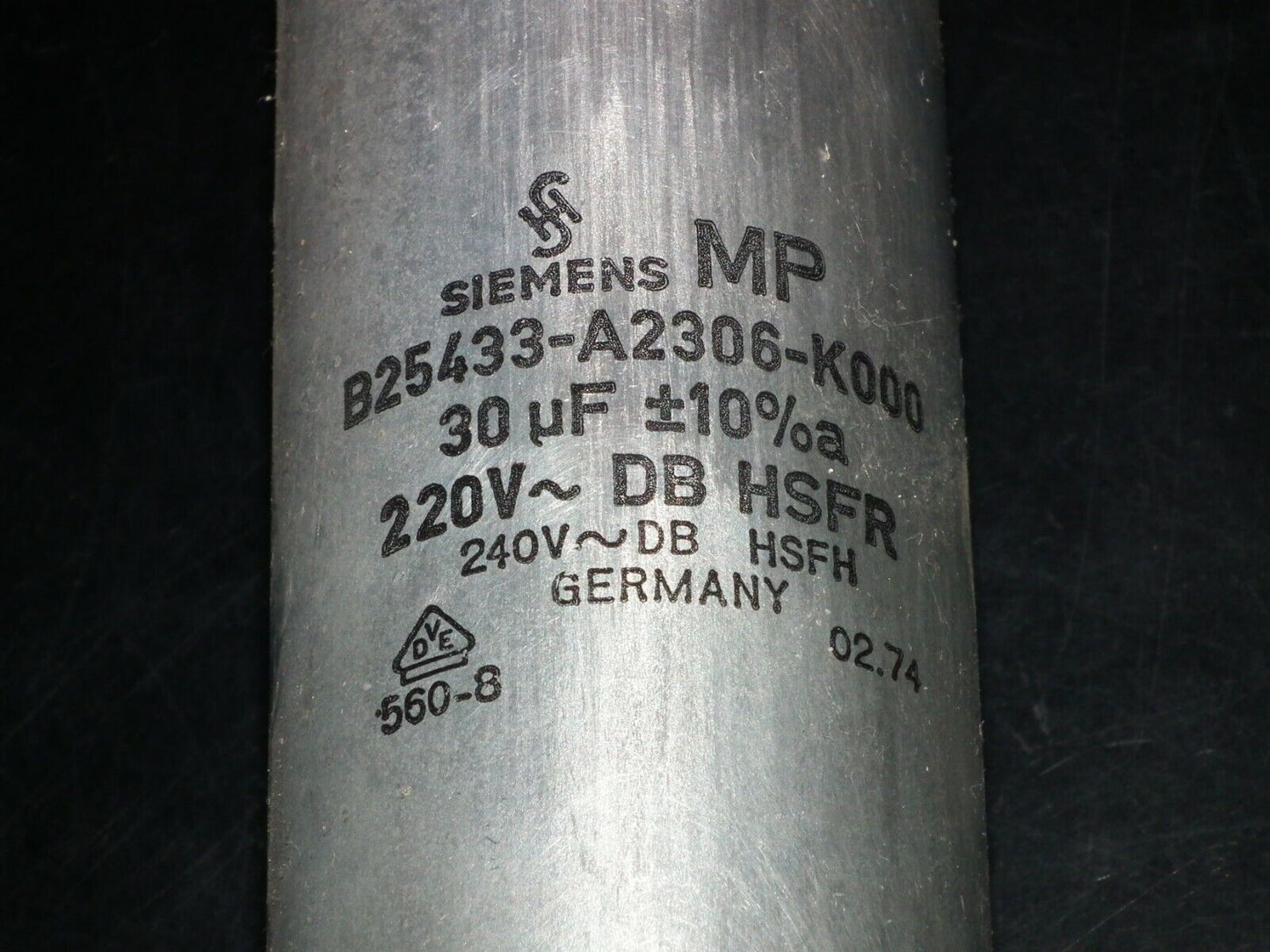 One vintage Siemens PIO capacitor 30u 220V Klangfilm Made in West Germany 1974
